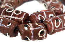 19 Tic Tac Toe Venetian Trade Beads Brick Red Africa Loose picture