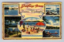 Tacoma WA-Washington, Scenic Greetings Points of Interest Vintage c1942 Postcard picture