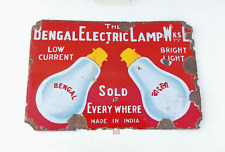 1940s Vintage Bengal Electric Lamp Advertising Enamel Sign Board Rare Old EB220 picture