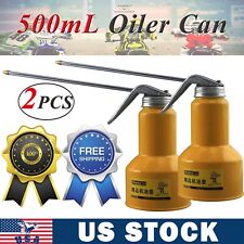 Premium 2PCS Yellow 500mL Metal High Pressure Pump Oiler Oil Can For Lubricants picture