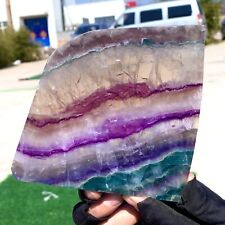 1.73LB Natural beautiful Rainbow Fluorite Crystal Rough slices stone specimens picture