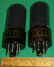 (2) Delco 6V6GT Audio Pentodes by Sylvania Matching Codes Grey Glass Test GOOD picture