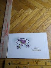 Postcard - Embossed Flower Print - Hearty Greetings picture