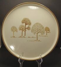Asta Fissler Serving Tray Plate Enamel Cream Gold Trees West Germany Vintage EUC picture
