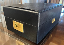 VINTAGE RARE  90'S DAVIDOFF BLACK Ostrich LEATHER Large HUMIDOR BEAUTIFUL picture