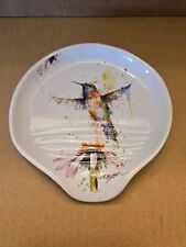 Dean Crouser, Spoon Rest With Hummingbird  & Flower. White, Watercolor Picture picture
