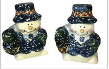 Adorable Snowman Salt And Pepper Shakers Porcelain Fun picture