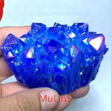 150g A+++ Natural Aura Blue Titanium VUG Quartz Crystal Cluster Specimens Stone picture