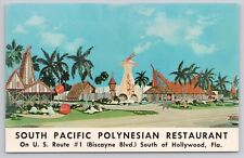 postcard South Pacific Polynesian Restaurant Route 1 Biscayne Hollywood FL Tiki picture