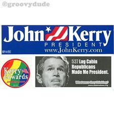 3 John Kerry Edwards 2004 Gay LGBTQ Bumper Sticker Flyer Handout Campaign Lot picture