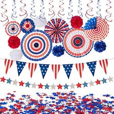 29PCS 4th/Fourth of July Patriotic Decorations Set-Red/White/Blue Paper Fans USA picture