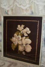 1930s STYLIZED MAGNOLIA FLOWER PRINT BURGUNDY SIGNED J. MAY CHIPPY FRAME VINTAGE picture