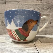 PORTOBELLO by DESIGN Bone China Coffee Mug 3.5x4.75” Dachshund Sweater Winter picture