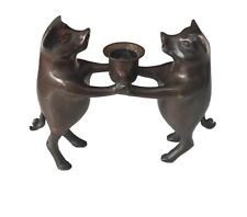 Vintage Pair Of Solid Brass Pigs Candle Holder Statue Figurine 5