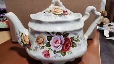 vintage floral tea pot white with roses made in england picture