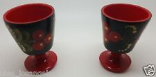 Russian 70's Vintage Russian Hand Painted Khokhloma 3 Glass Goblets Shot  picture