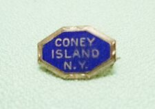 Coney Island Souvenir Enamel Pin Goldtone and Blue Vintage picture