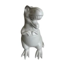 T-Rex Dinosaur Cookie Jar Threshold Pottery Stoneware White Whimsy 12