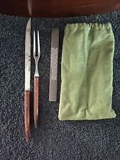 Vintage Hollinger 2 Piece Steak Carving Knife + Pronged Fork With Bag picture
