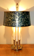Stiffel Brass Bouillotte Lamp 3/Way Candlestick Shade Hollywood Regency MCM VTG picture