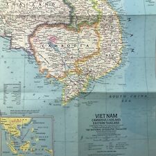 Vintage January 1965 Vietnam Cambodia Laos Thailand Map National Geographic  picture