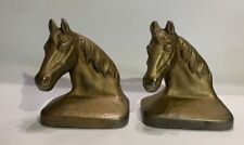 Vintage Gold Brass Horse Head Bookends Complete Set picture