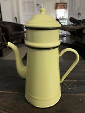 Vintage Yellow Enamelware French Drip Coffee Pot picture