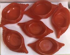 6 Vintage Red / Orange Glasbake Crab Shell Imperial Dishes - Baking Cooking Dish picture