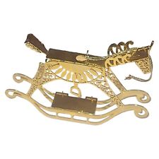 RARE 1987 LUNT Silversmiths Gold Plated 3D ROCKING HORSE Christmas Ornament picture