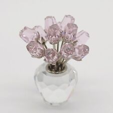 Swarovski Crystal Dozen Pink Roses Flowers In Vase picture