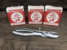Vtg Seymour Hill's Ringer Pliers And 3  Box of  Pig Rings Around 250 picture