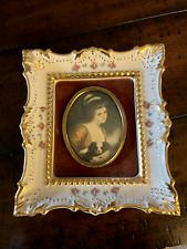 Vtg A Cameo Collection Lady Hamilton/Velvet/Cermic Floral Frame picture