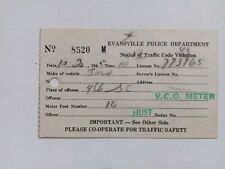 Vintage Evansville Indiana Police  Department Ticket 1945 picture