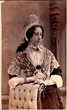 Lovely Lady, Pretty Dress w/ Lace Shawl, Bonnet, 1879, CDV Photo, #2303 picture
