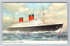 Cunard R.M.S. Queen Elizabeth, Ship Transportation, Antique Vintage Postcard picture