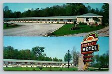 Sunset Motel On U.S. 23 TAWAS CITY Michigan MI VINTAGE Ad Postcard picture