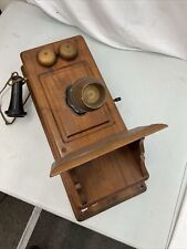 Early Kellogg Antique Oak Wall Phone Hand Crank Wall Phone picture