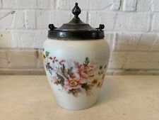Antique AJ Hall Meriden Biscuit Jar with Floral Decorations picture