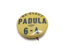 Re-Elect PADULA 6-A Political Pin Button Vintage picture