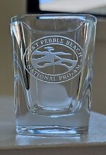 PEBBLE BEACH Shot Glass National Pro-Am Golf Course Etched Logo Heavy Square picture