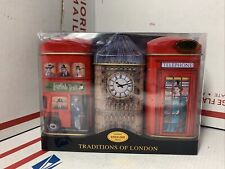 New English Teas Traditions of Britain Mini Tins Gift Pack EMPTY 3-pack Big Ben picture
