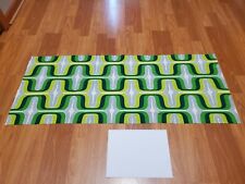Awesome RARE Vintage Mid Century Retro 70s 60s Lime Grn Rect Stripe Drops Fabric picture
