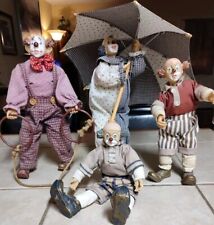 4 Vintage Porcelain Clowns- Show Stoppers Inc Poseable Clowns/Different Sizes picture