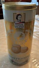 Vicenzi Matilde & Figli Empty Round Cylinder Cookie Tin 10.25 X 4.75” picture