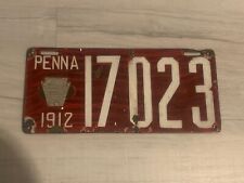 1912 Pennsylvania Porcelain License Plate With Badge picture