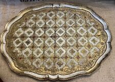 Large Vintage Italian Florentina Gold Vanity Boudoir Tray Gilded Gold Tray 17