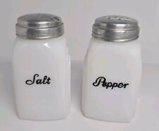 Vintage McKee Roman Arch Salt Pepper Shaker W/Lids Milk Glass White picture
