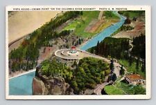 Postcard Vista House Crown Point Corbett Oregon, Vintage Linen L12 picture