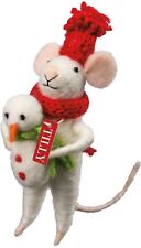 Primitives by Kathy Felt Mouse TILLY Critter Christmas Holiday Snowman Ornament picture