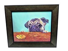 Pug Dog With Cookie Framed 8x10 Art Print Pop Art Humorous Canine  picture